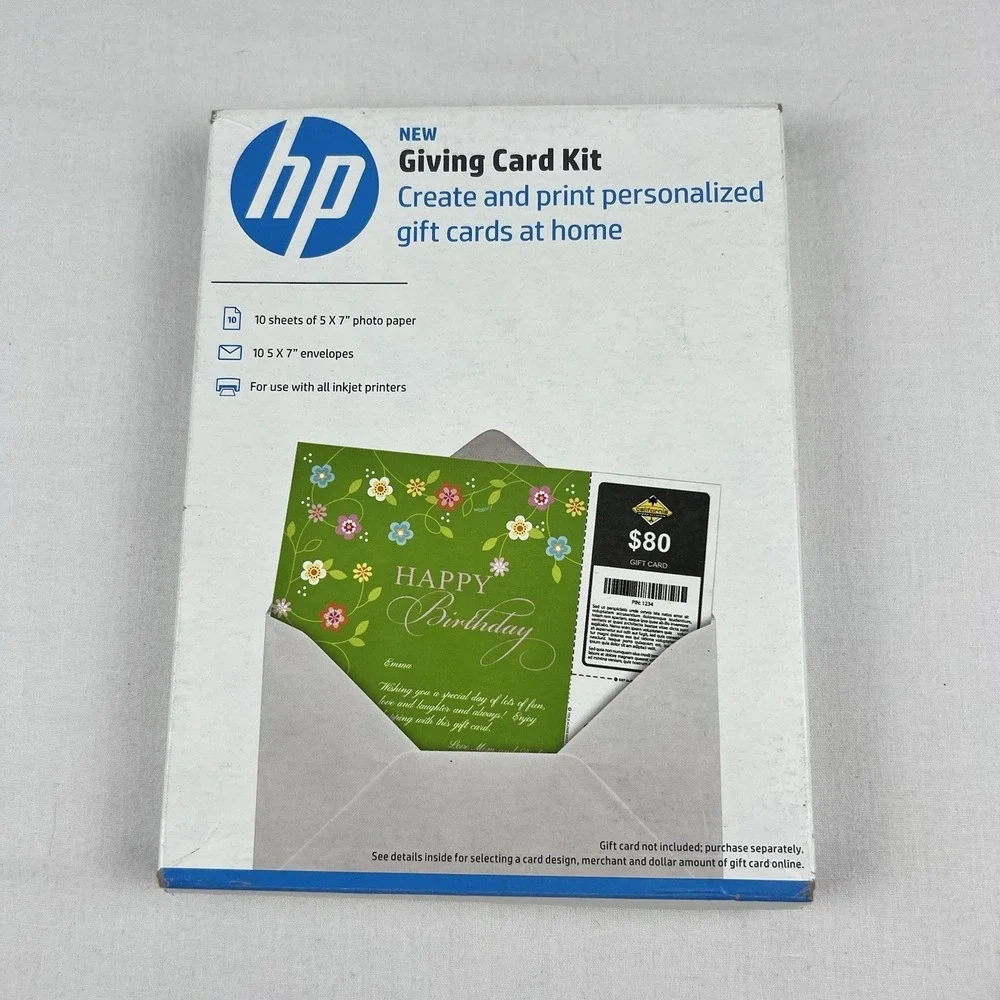Hewlett Packard Card Kit, 5x7‎ Photo Paper/Envelopes, NEW